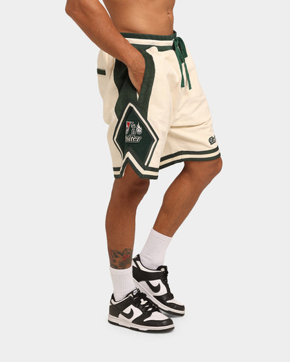 Loiter Carter Corduroy Basketball Shorts Off White/Green