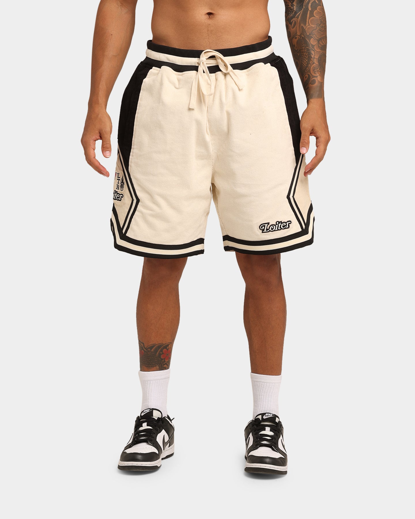 Loiter Carter Corduroy Basketball Shorts Off White/Black | Culture