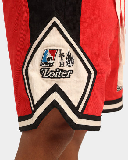Loiter Carter Corduroy Basketball Shorts Red