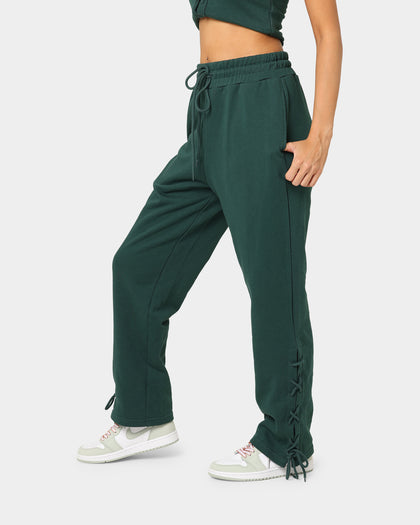 EN ES Women's Mason Lace Up Track Pants Deep Teal