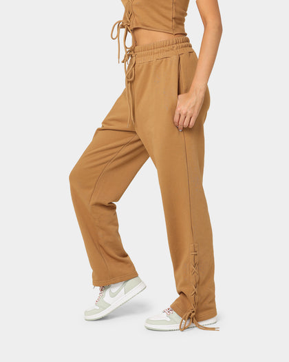 EN ES Women's Mason Lace Up Track Pants Tan