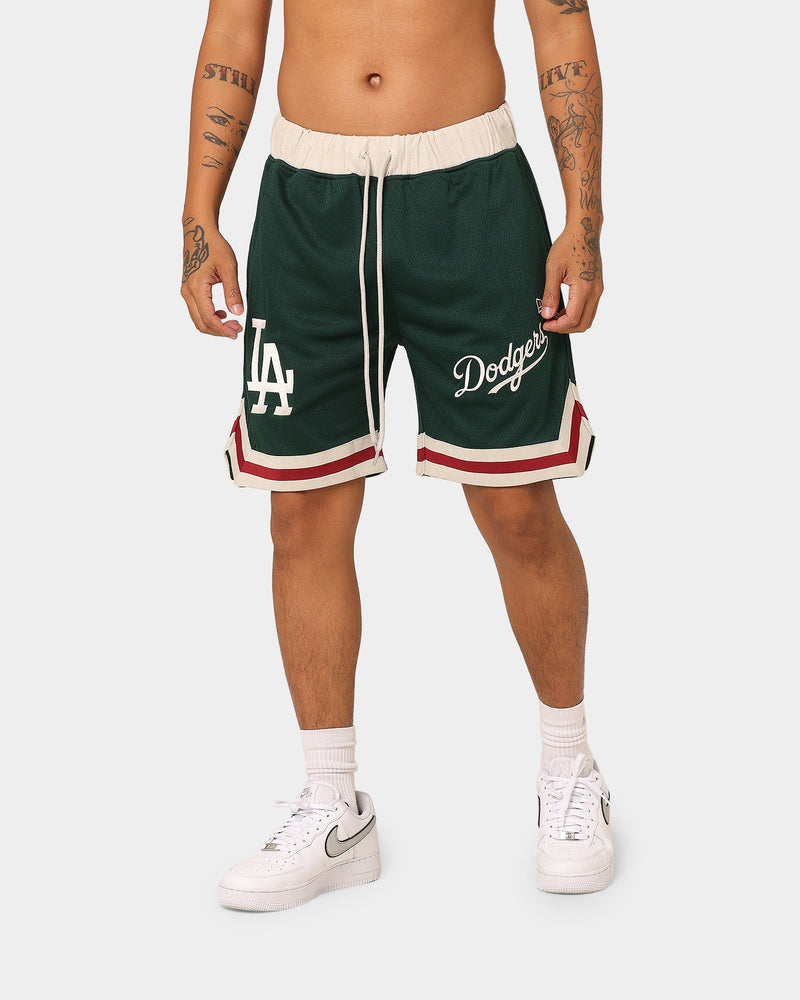 New Era Los Angeles Dodgers Mesh Shorts Dark Green/Cardinal