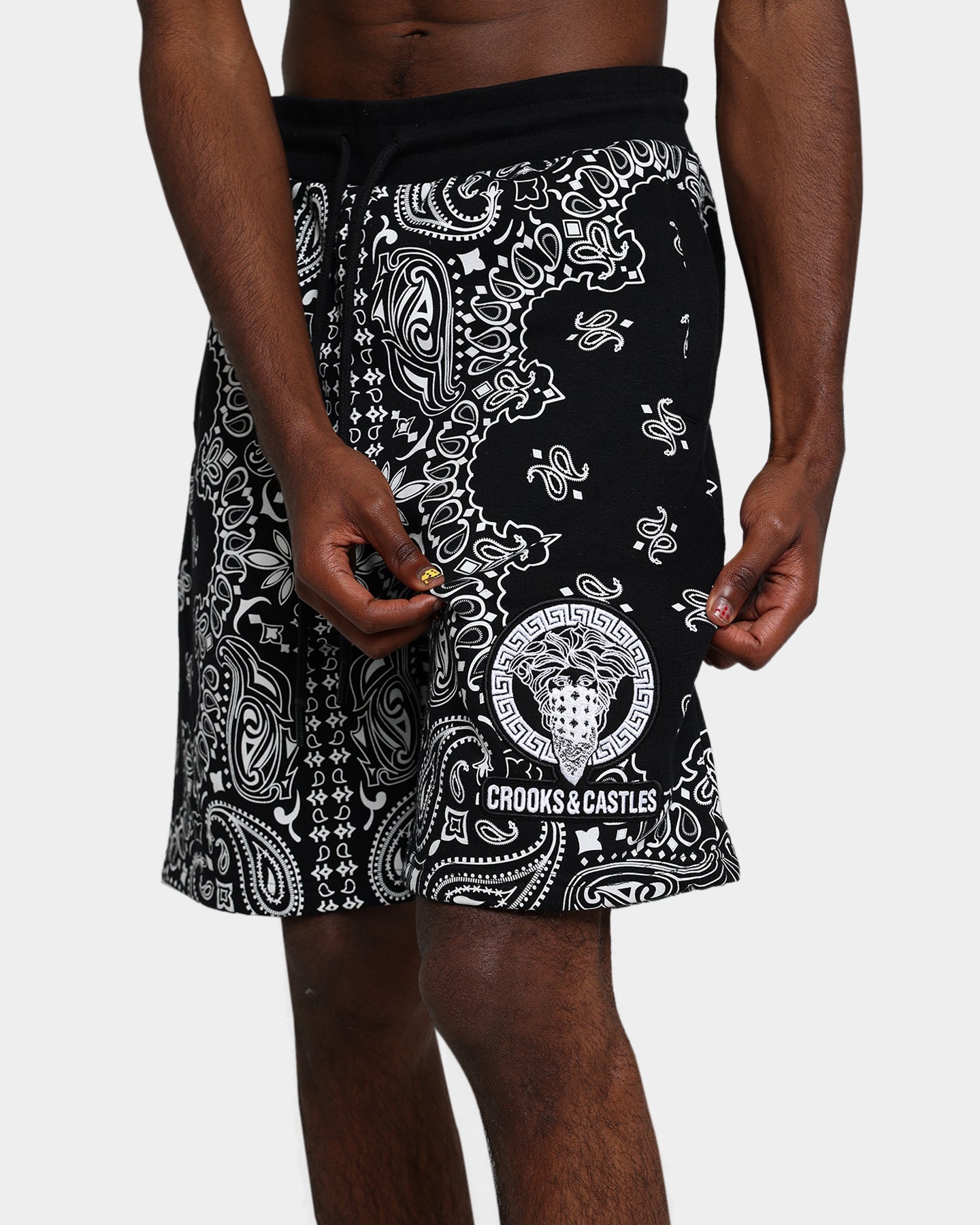 CROOKS&CASTLES×DEATH ROWRECORDS バンダナショーツ Crooks & Castles Bandana Core Shorts Black | Culture Kings US