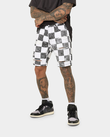 Saint Morta Vintage Checks Denim Shorts White/Black