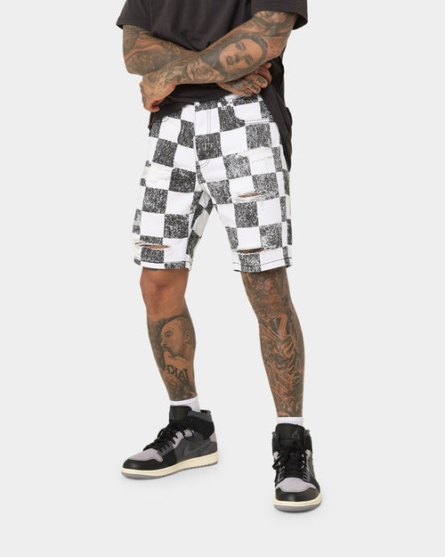 Saint Morta Vintage Checks Denim Shorts White/Black