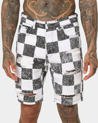 Saint Morta Vintage Checks Denim Shorts White/Black
