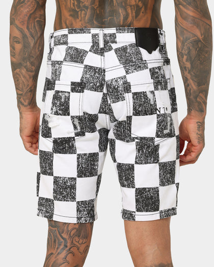 Saint Morta Vintage Checks Denim Shorts White/Black