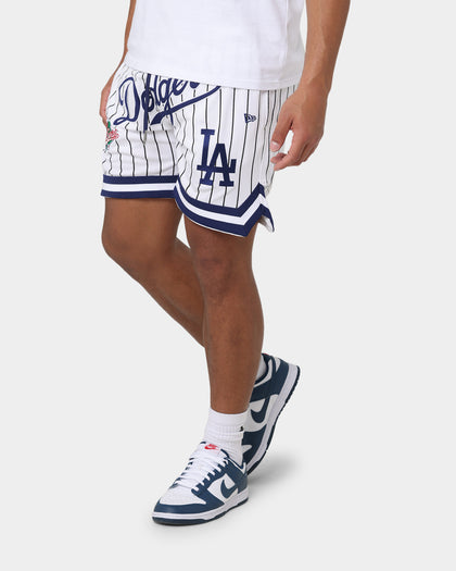New Era Los Angeles Dodgers Pinstripe Script Shorts White Pinstripe