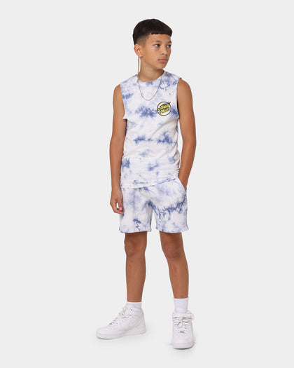 Santa Cruz Kids' Checked Out Flamed Dot Shorts Blue Tie Dye