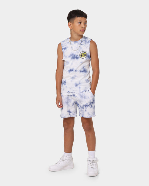 Santa Cruz Kids' Checked Out Flamed Dot Shorts Blue Tie Dye