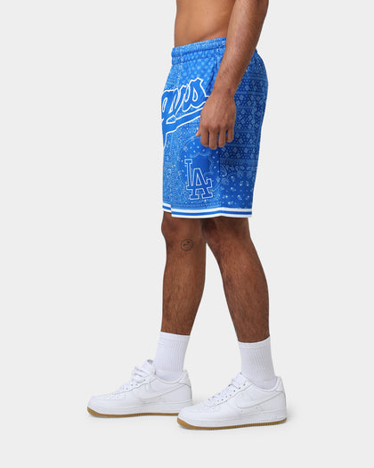 Majestic Athletic Los Angeles Dodgers Bandana Paisley Wordmark Shorts Royal Blue