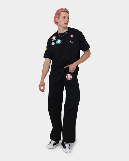 Fred Perry X Raf Simons Patched Denim Trousers Black