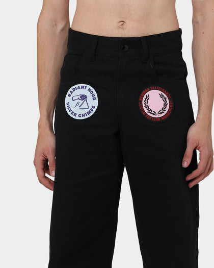 Fred Perry X Raf Simons Patched Denim Trousers Black