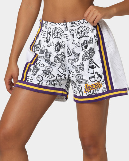Mitchell & Ness Women's Los Angeles Lakers Doodle Shorts Black/White
