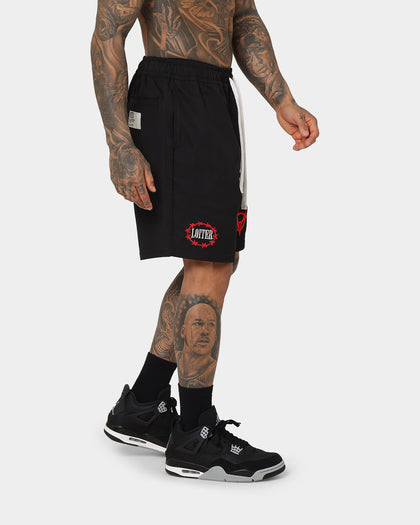 Loiter Void Multi Logo Walk Shorts Black
