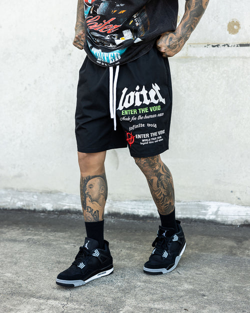 Loiter Void Multi Logo Walk Shorts Black