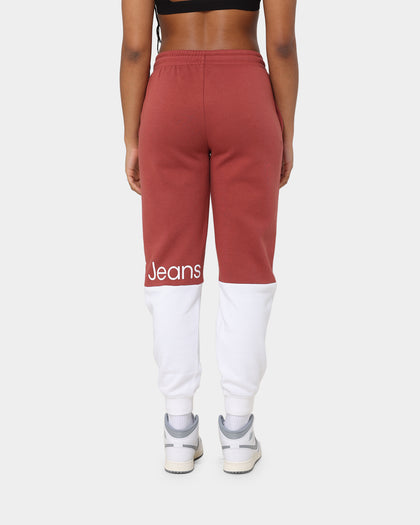 Calvin Klein Women's Colour Blocking Cuff Jogger Pants Terracotta Tile