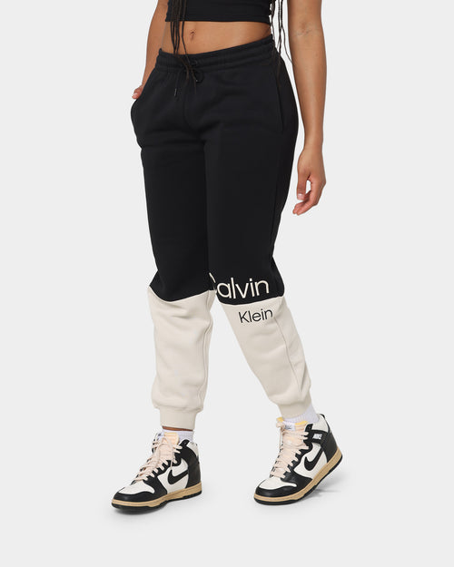 Calvin Klein Women's Colour Blocking Cuff Jogger Pants Ck Black
