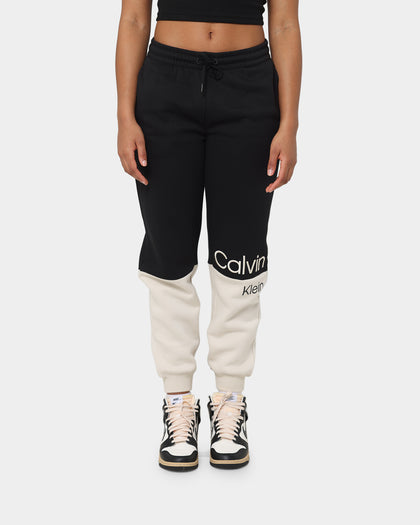 Calvin Klein Women's Colour Blocking Cuff Jogger Pants Ck Black