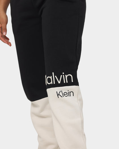 Calvin Klein Women's Colour Blocking Cuff Jogger Pants Ck Black
