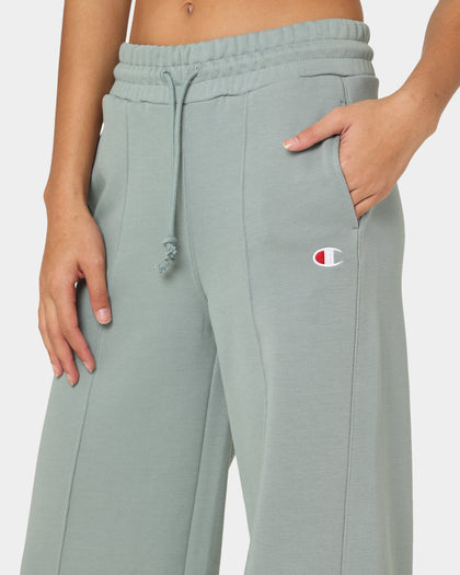 Champion Women's Reverse Weave Small C Wide Joggers Sage Shimmer Green
