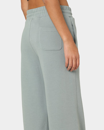 Champion Women's Reverse Weave Small C Wide Joggers Sage Shimmer Green