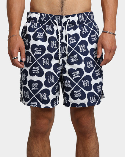 Guess Originals GUESS Originals X J Balvin Heart Print Swim Shorts Blackened Blue