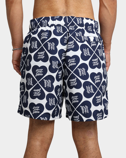 Guess Originals GUESS Originals X J Balvin Heart Print Swim Shorts Blackened Blue