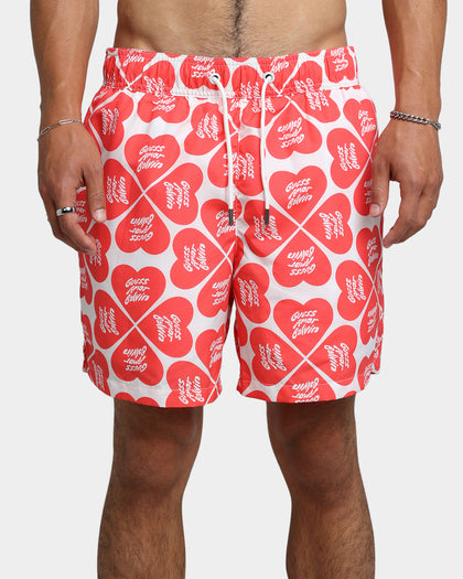 Guess Originals GUESS Originals X J Balvin Heart Print Swim Shorts Racer Red