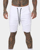 Saint Morta United Distressed Biker Shorts White