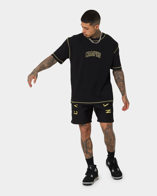 Champion Reverse Weave Arch Logo Shorts Black/Gold