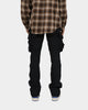 MNML B357 Waxed Cargo Flare Denim Jeans Black