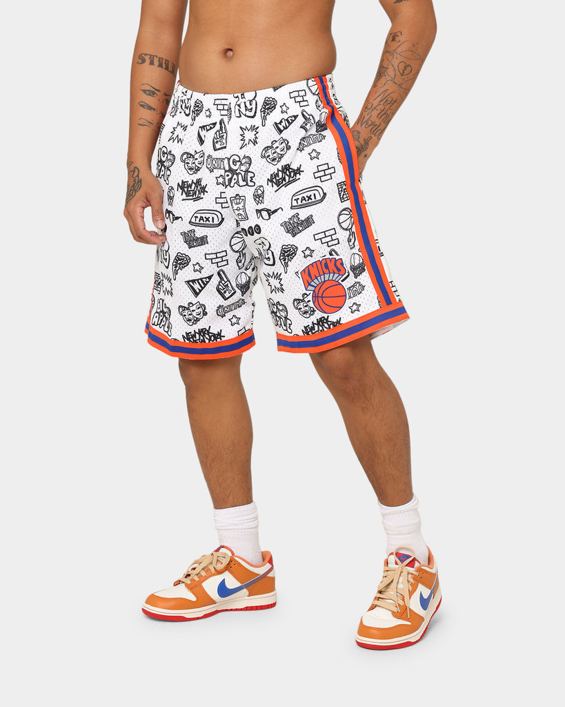 Mitchell & Ness New York Knicks 1991 Doodle Swingman Shorts White | Culture Kings US