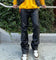 MNML B169 Leather Flare Denim Pants Black