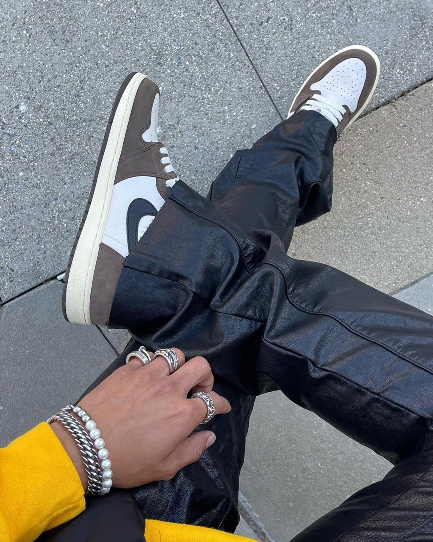 MNML B169 Leather Flare Denim Pants Black | Culture Kings US