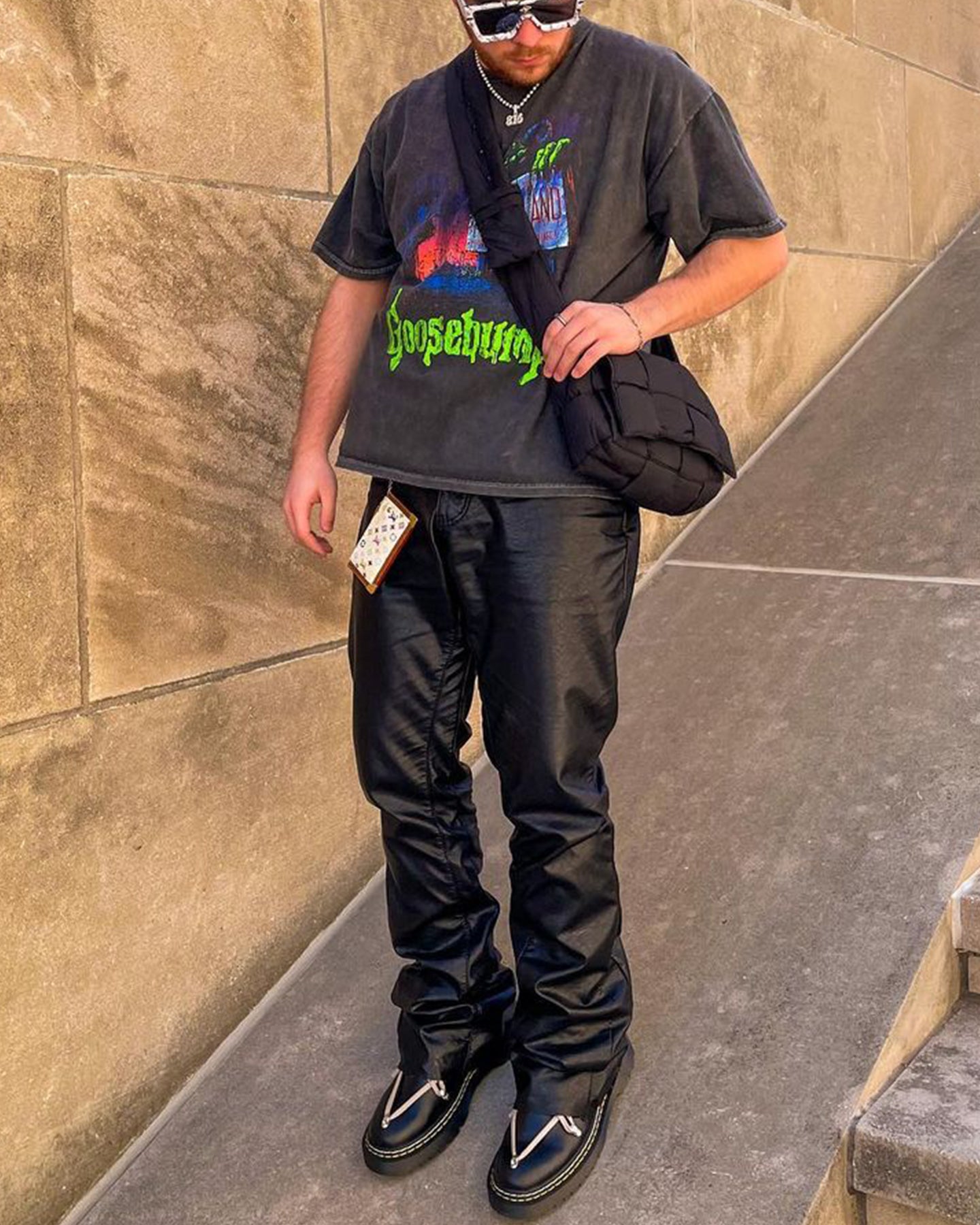 mnml/ミニマル/B169 LEATHER FLARE PANTS W30 MNML B169 Leather Flare Denim Pants Black | Culture Kings US
