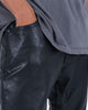 MNML B169 Leather Flare Denim Pants Black