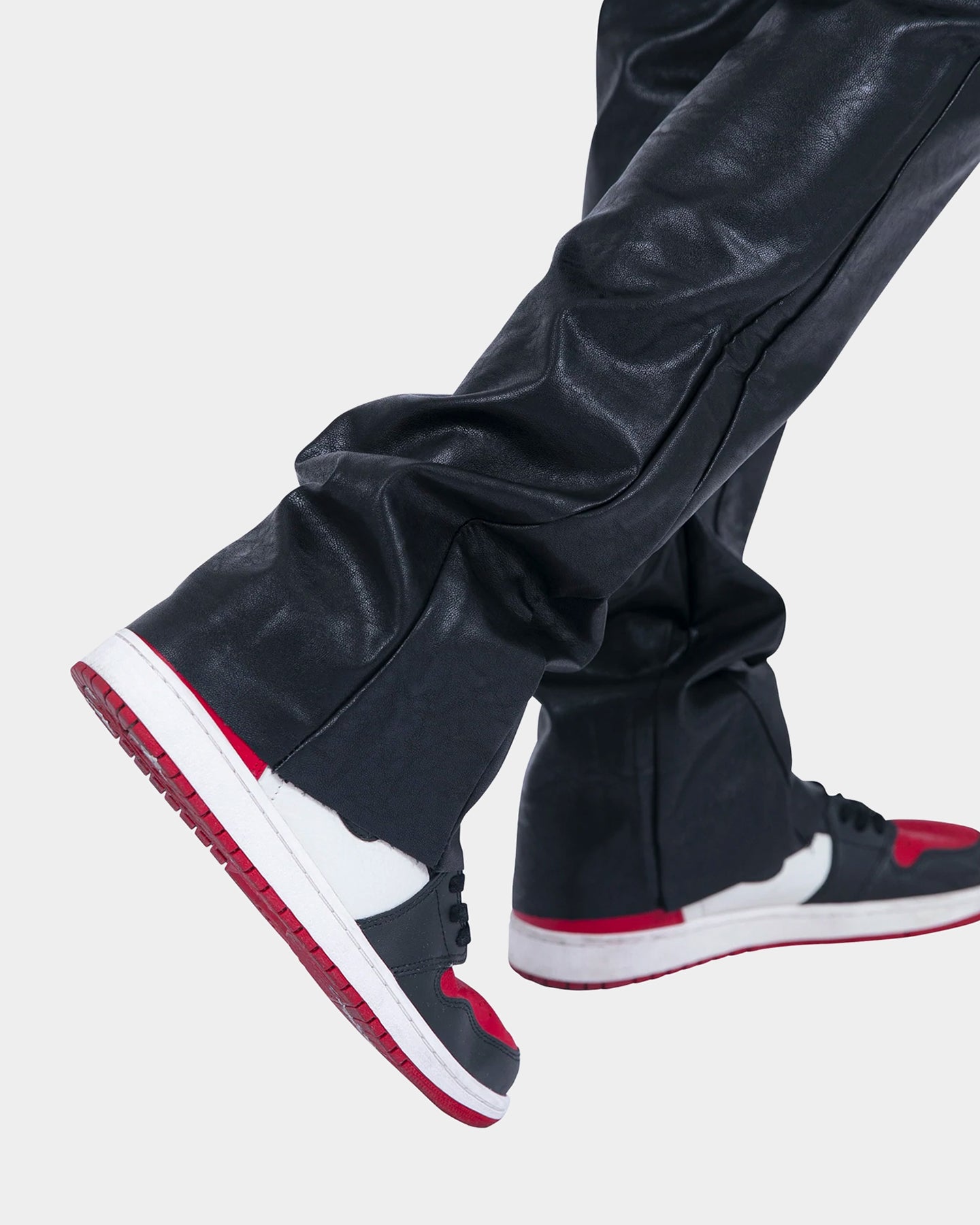 MNML B169 Leather Flare Denim Pants Black | Culture Kings US