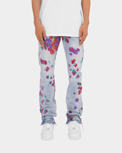 MNML D281 Floral Denim Jeans Blue