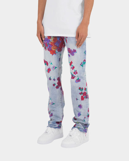 MNML D281 Floral Denim Jeans Blue