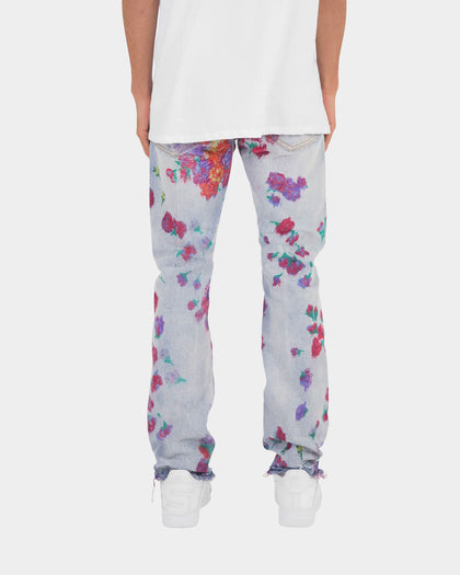 MNML D281 Floral Denim Jeans Blue