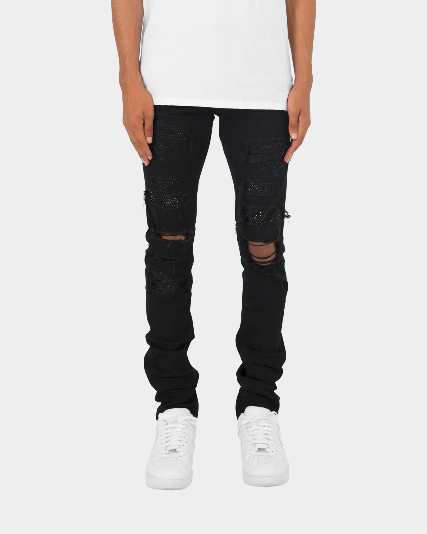 パンツ mnml X201 RHINESTONE SKINNY DENIM-BLACK 送料無料】mnml X201 RHINESTONE SKINNY DENIM BLACK - FIVESTAR