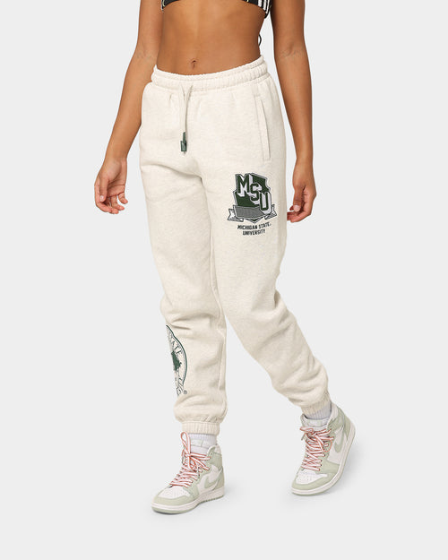 National Collegiate Athletic Association Michigan State University Spartans Women's W Letter Patch Tracksuits Silver Marl Bros