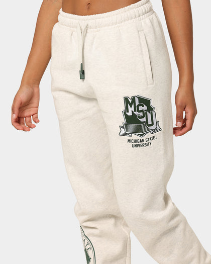 National Collegiate Athletic Association Michigan State University Spartans Women's W Letter Patch Tracksuits Silver Marl Bros