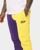 Deathrow Records Half Half Velour Jogger Purple/Yellow