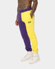 Deathrow Records Half Half Velour Jogger Purple/Yellow