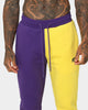 Deathrow Records Half Half Velour Jogger Purple/Yellow