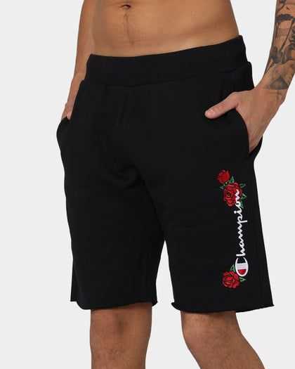 Champion Reverse Weave Rose Embroidery Shorts Black