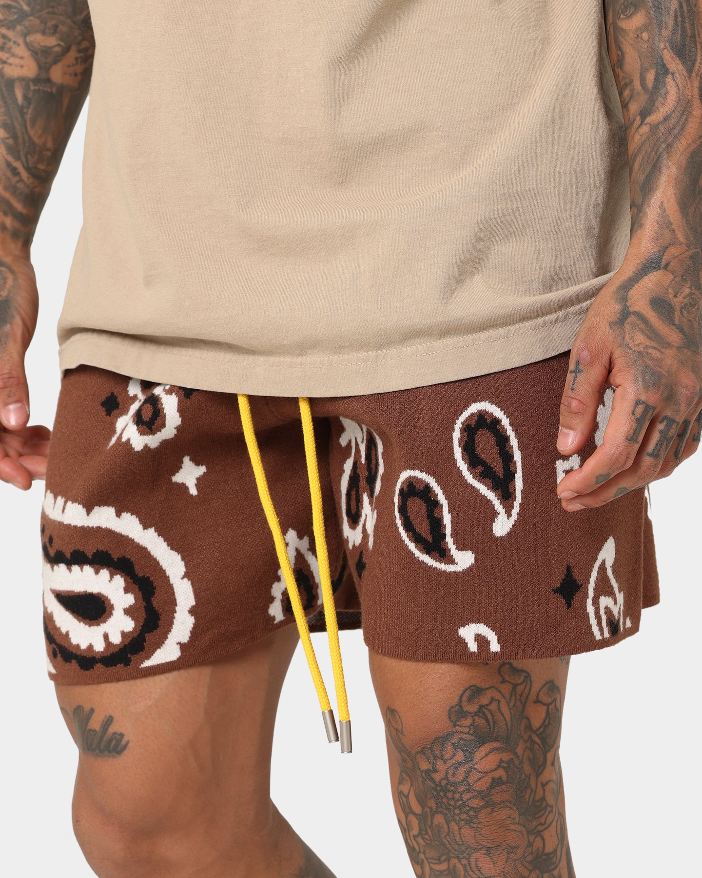 MNML Paisley Knit Shorts Brown | Culture Kings US