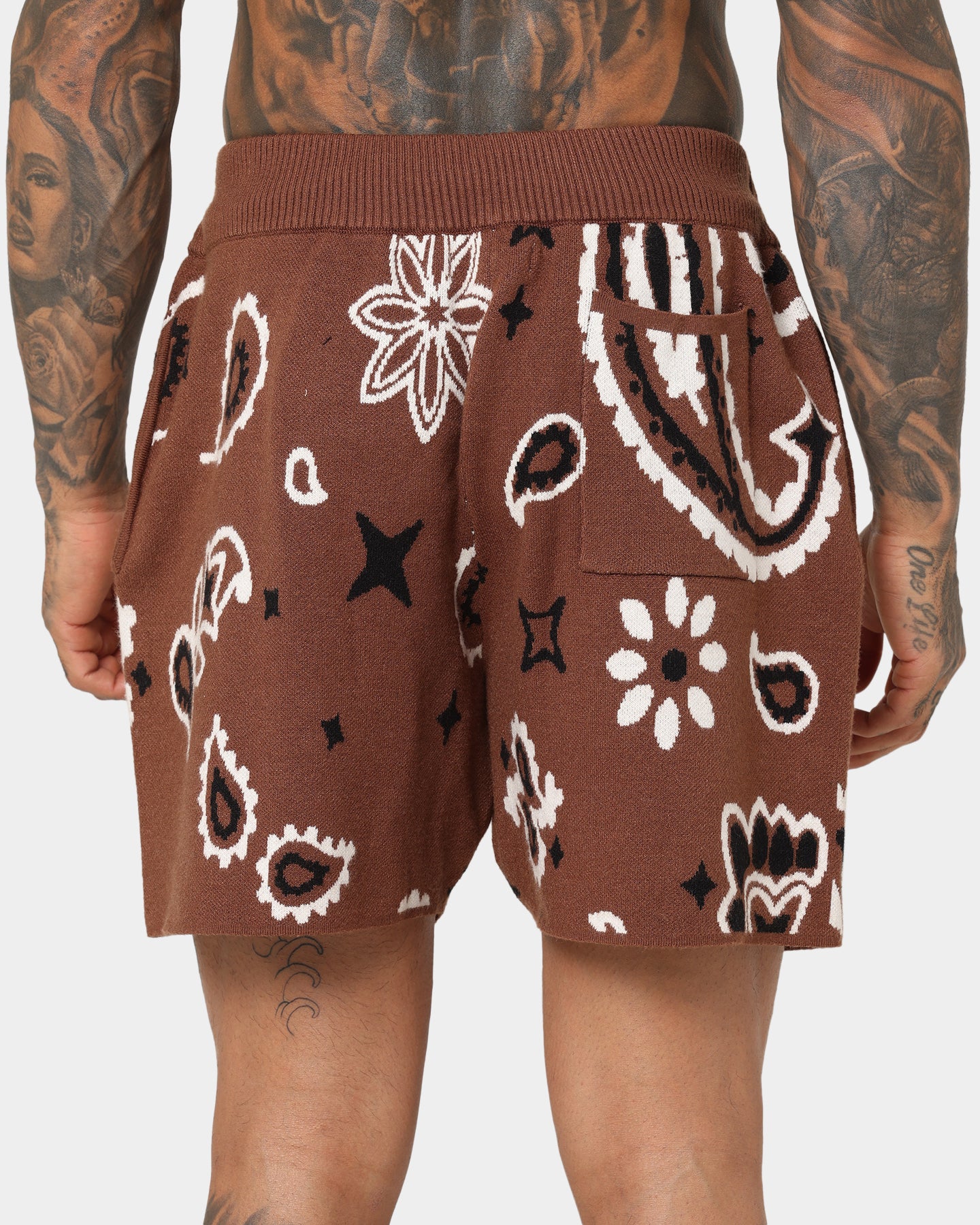 MNML Paisley Knit Shorts Brown | Culture Kings US